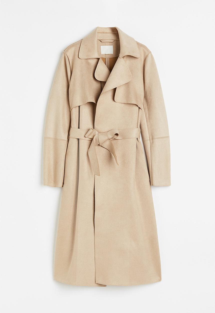 H&M - Imitation suede trenchcoat - light beige