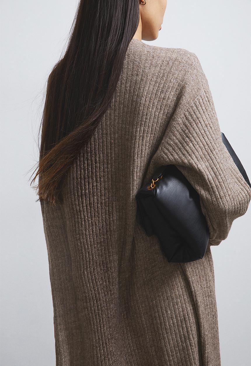 H&M - Long cardigan - dark beige marl