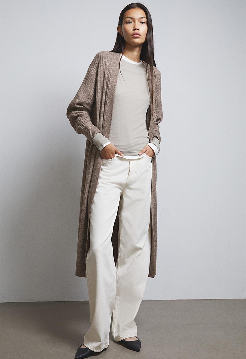 H&M - Long cardigan - dark beige marl
