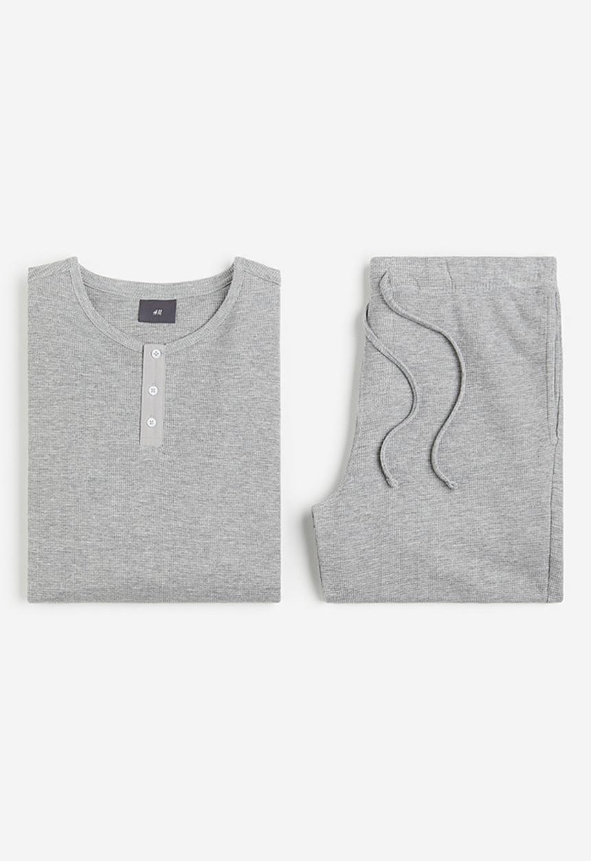 H&M - Regular fit waffled pyjamas - grey marl