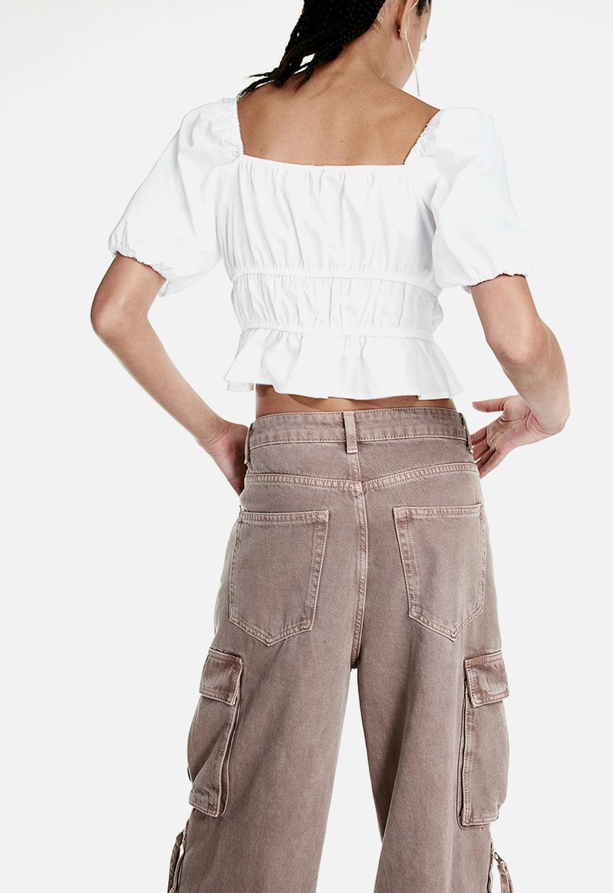 H&M - Gathered cotton blouse - white