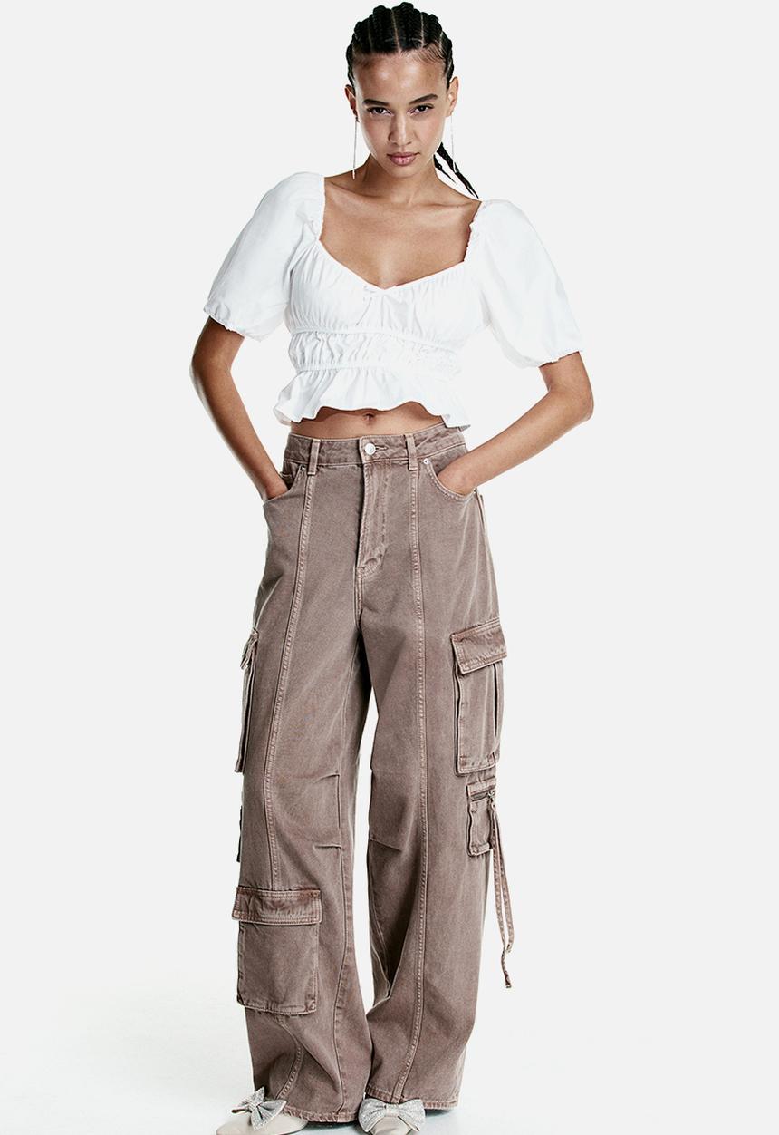 H&M - Gathered cotton blouse - white