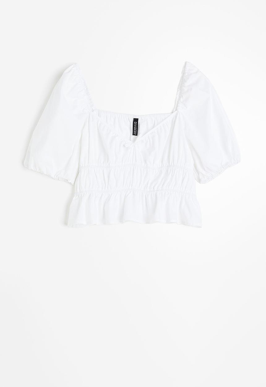 H&M - Gathered cotton blouse - white