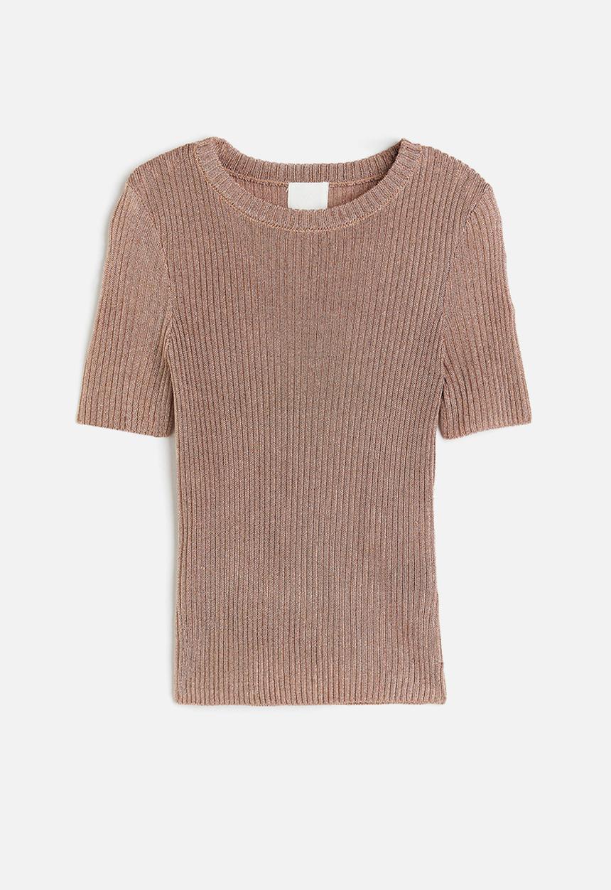H&M - Metallic rib-knit top - bronze