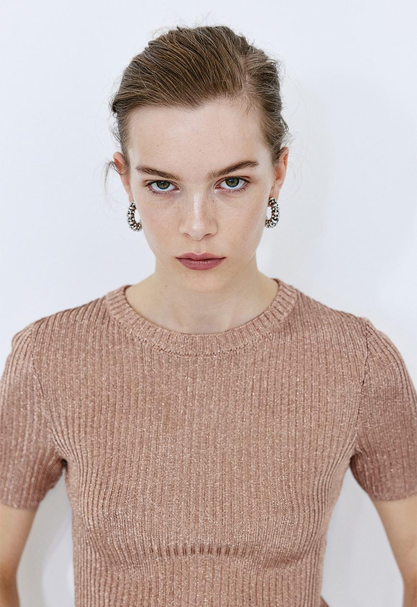 H&M - Metallic rib-knit top - bronze