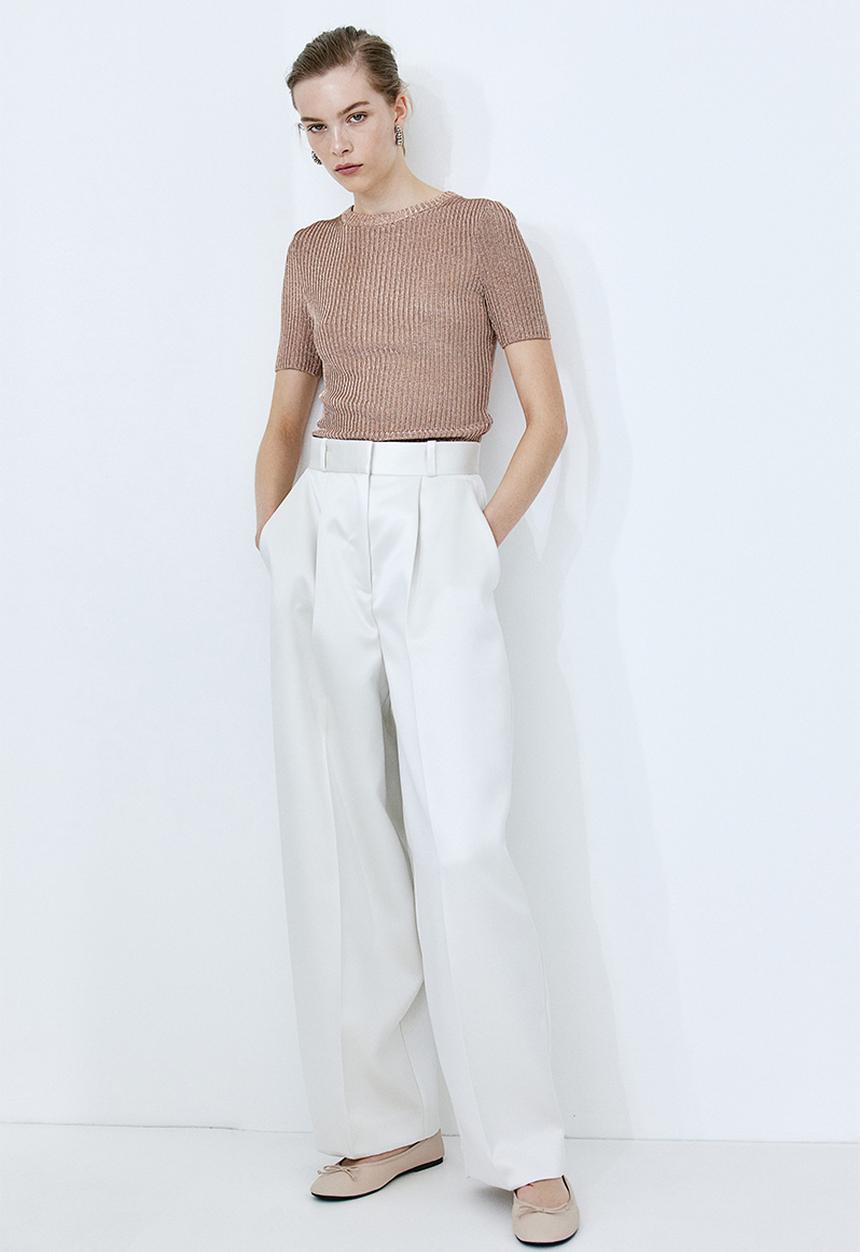 H&M - Metallic rib-knit top - bronze
