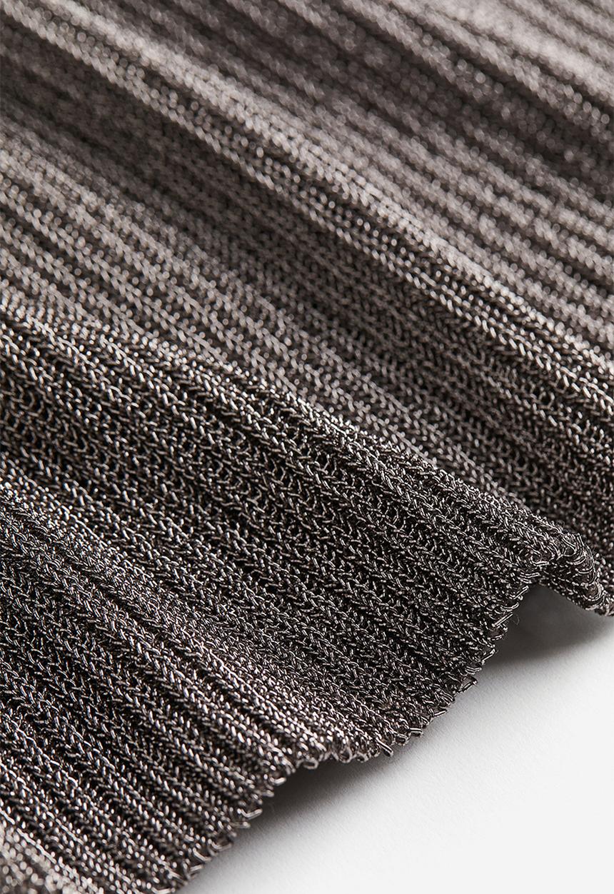 H&M - Metallic rib-knit top - grey & silver-coloured