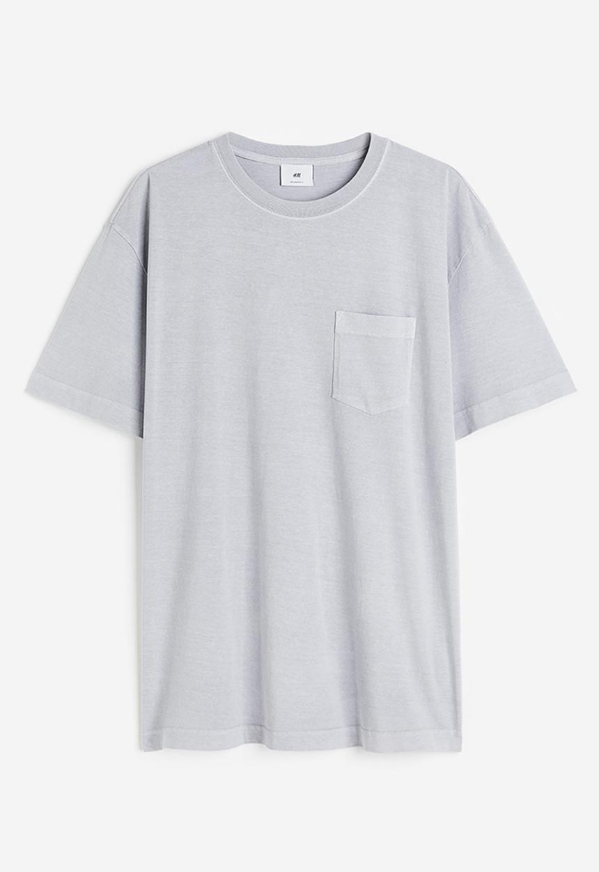 H&M - Loose fit washed-look t-shirt - light grey