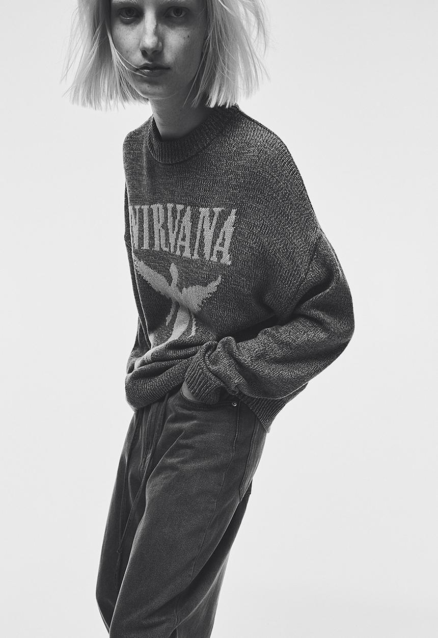 H&M - Jacquard-knit jumper - dark grey marl & nirvana