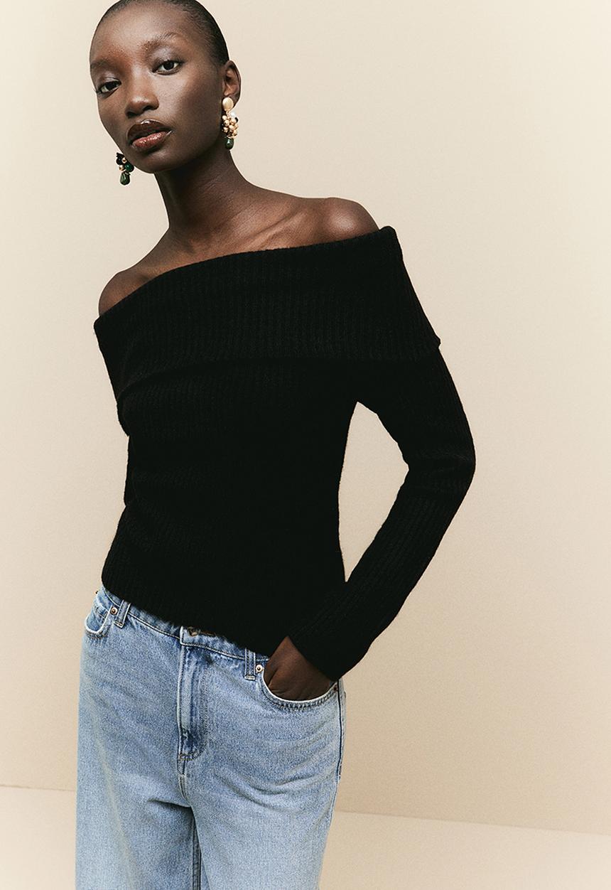 H&M - Off-the-shoulder jumper - black