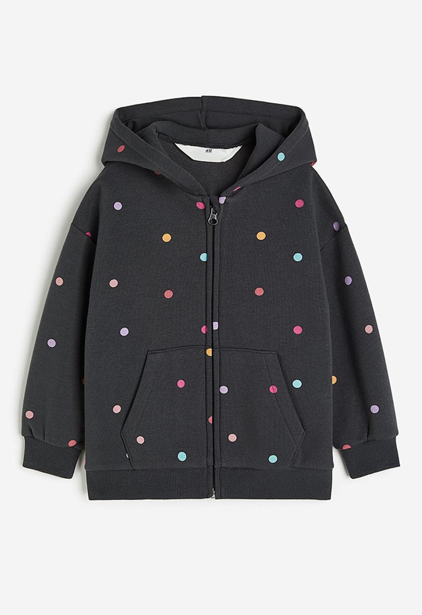 H&M - Zip-through hoodie - dark grey spotted 