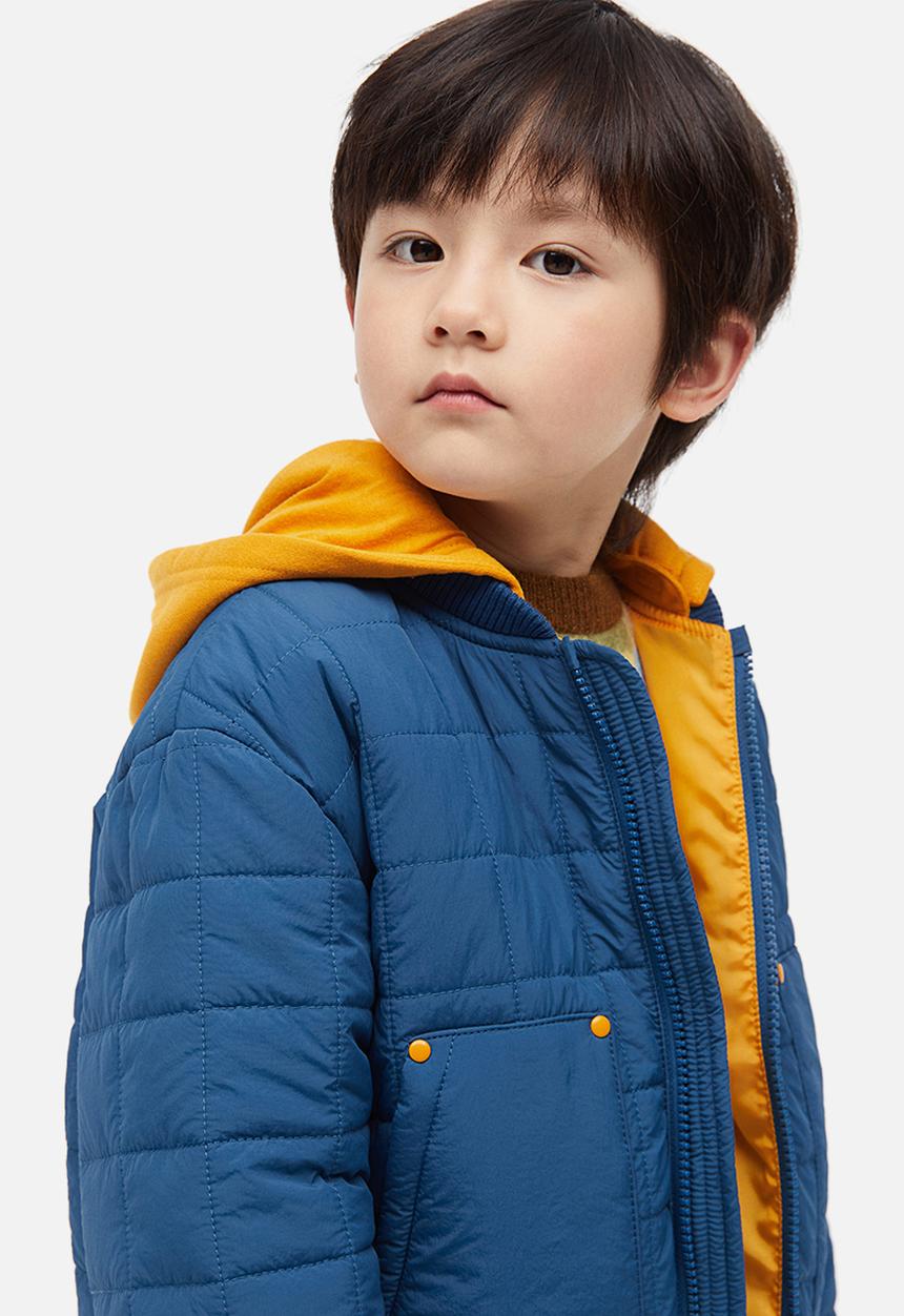 H&M - Quilted jacket with a hood - blue & orange