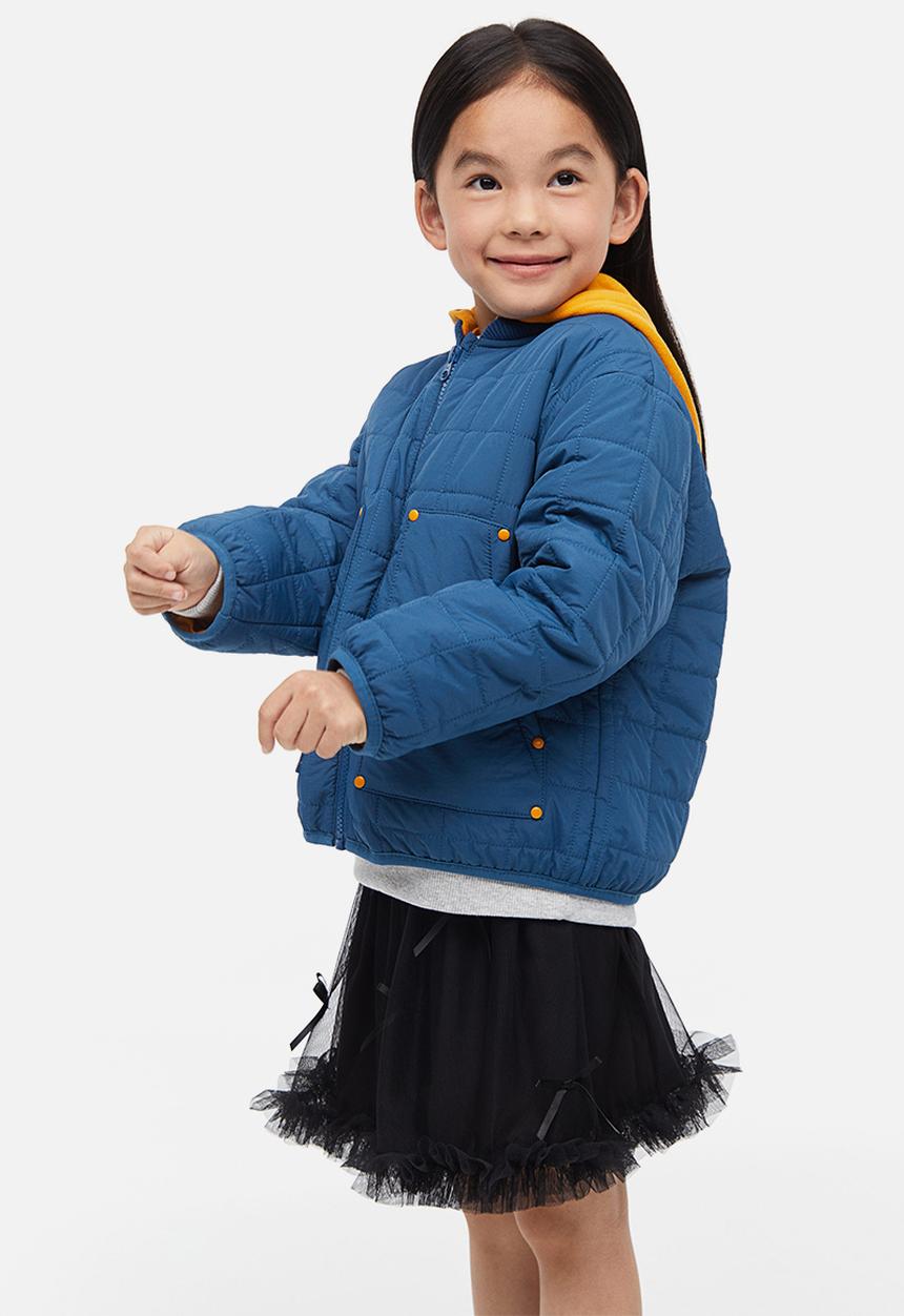 H&M - Quilted jacket with a hood - blue & orange