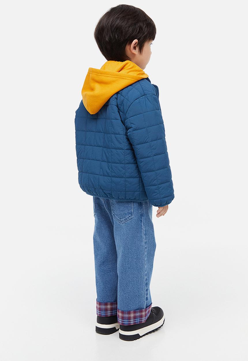 H&M - Quilted jacket with a hood - blue & orange