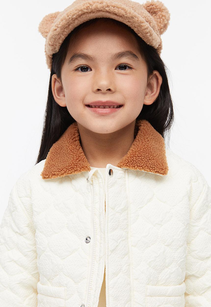 H&M - Teddy-collared jacket - white & brown