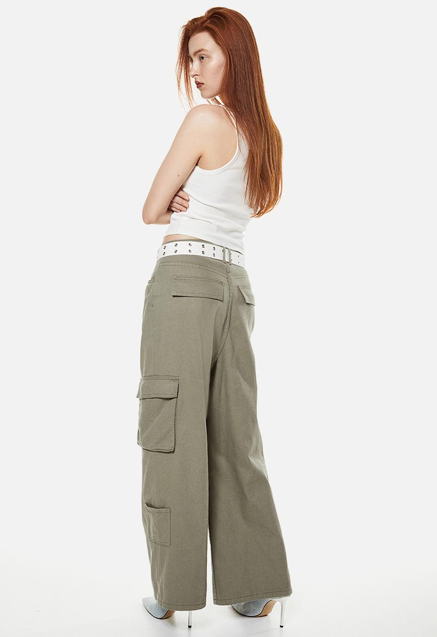 H&M - Twill cargo trousers - khaki green