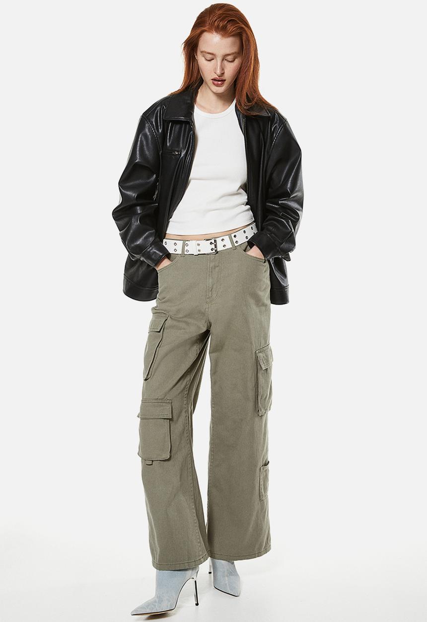 H&M - Twill cargo trousers - khaki green