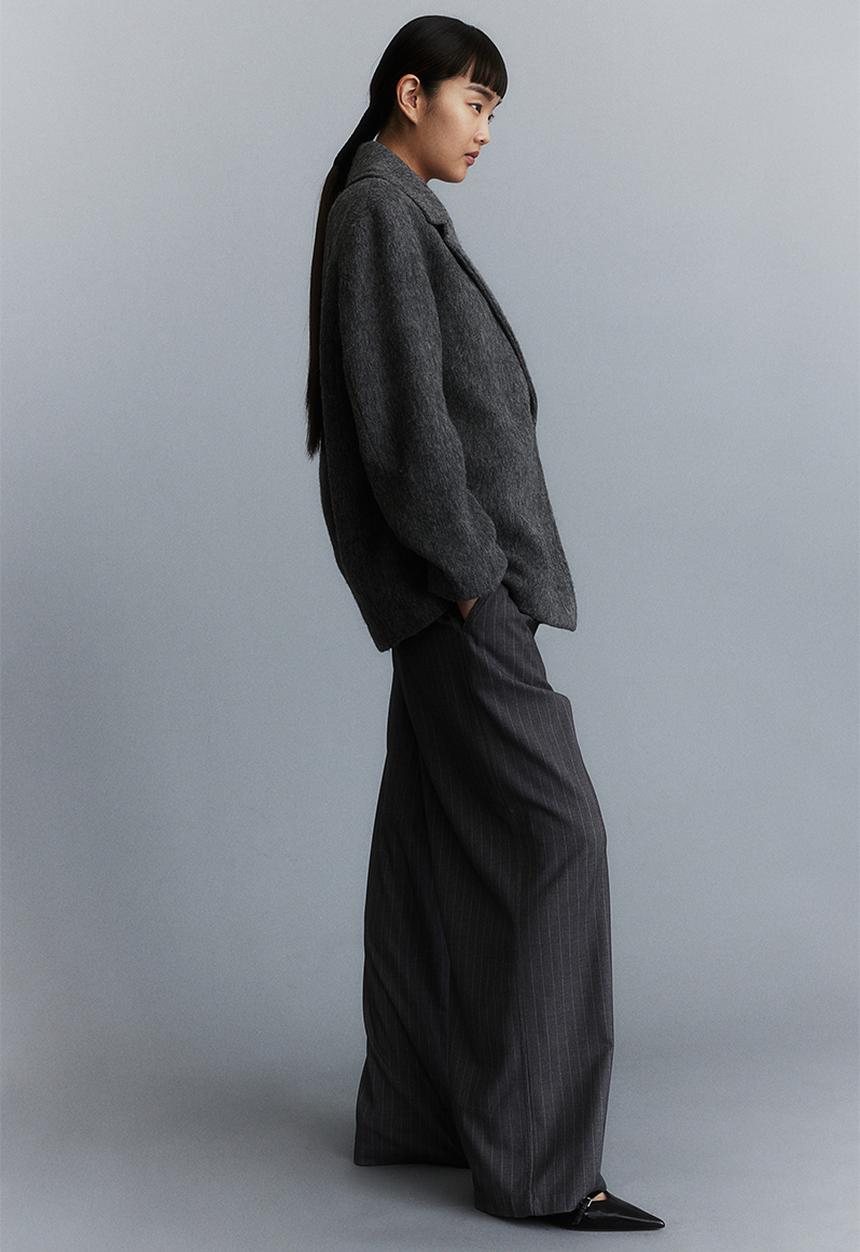 H&M - Wool-blend double-breasted jacket - dark grey