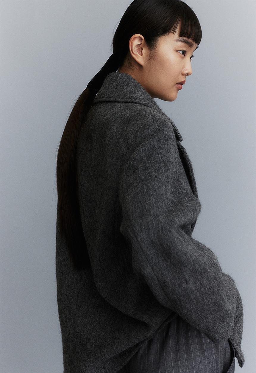 H&M - Wool-blend double-breasted jacket - dark grey