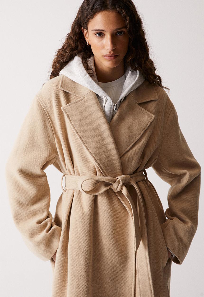 H&M - Tie-belt coat - light beige