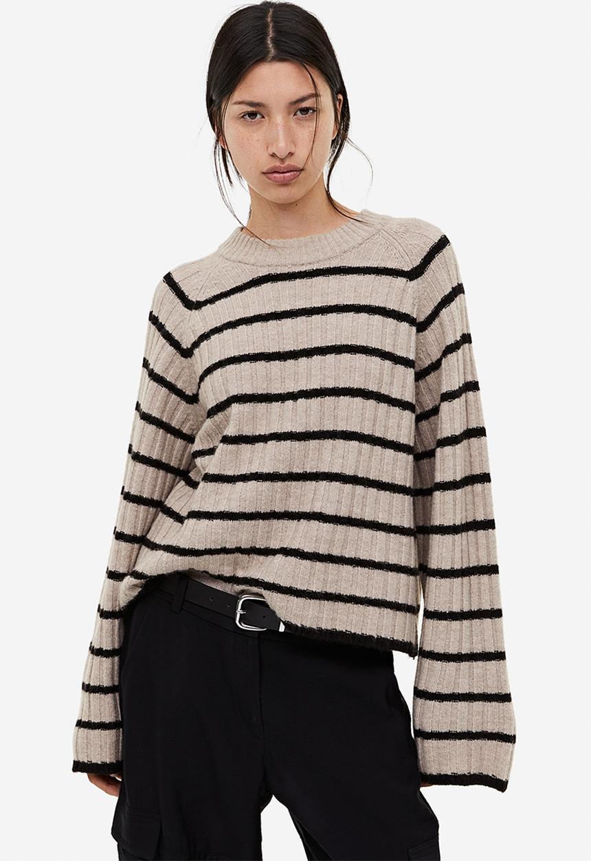 H&M - Rib-knit jumper - mole & striped