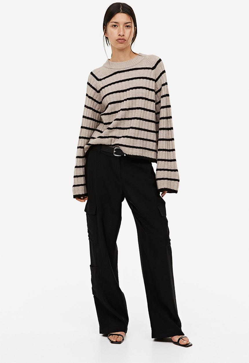 H&M - Rib-knit jumper - mole & striped