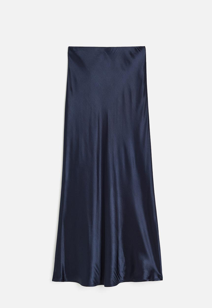 H&M - Satin maxi skirt - dark blue