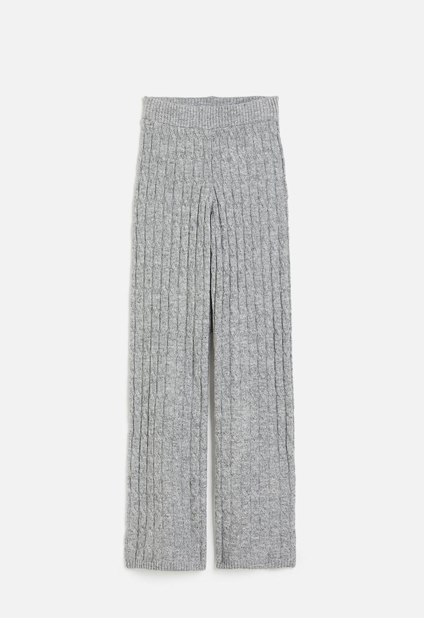 H&M - Cable-knit trousers - grey marl