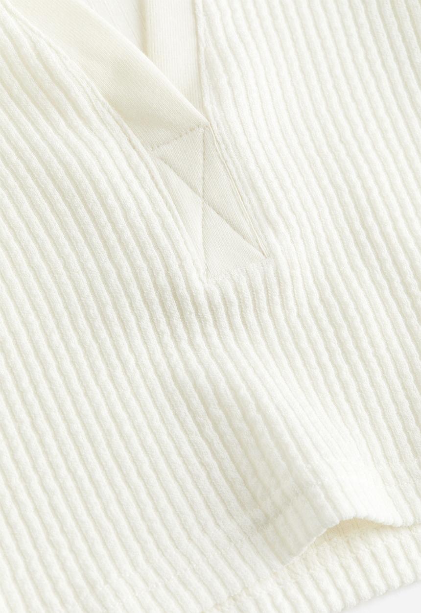 H&M - Collared jersey top - cream 