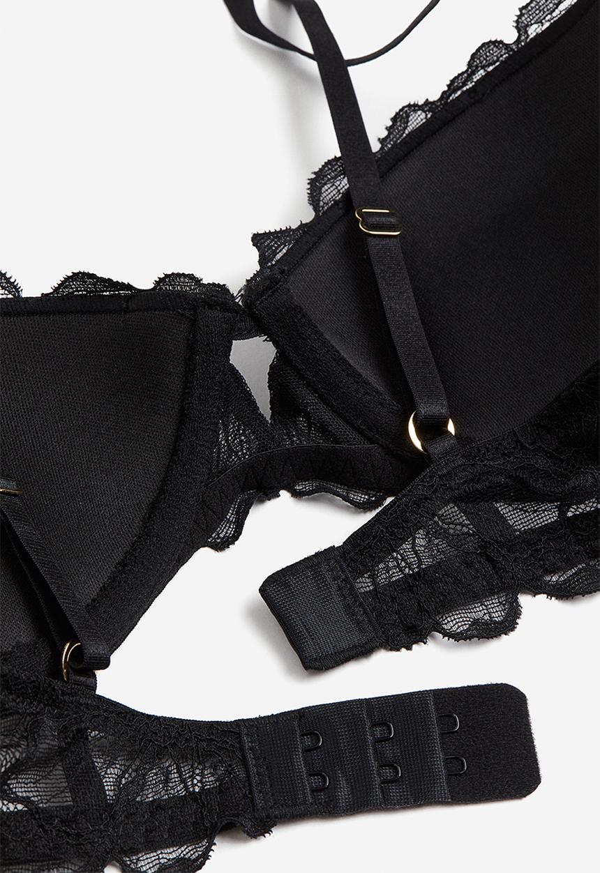 H&M - Lace push-up bra - black