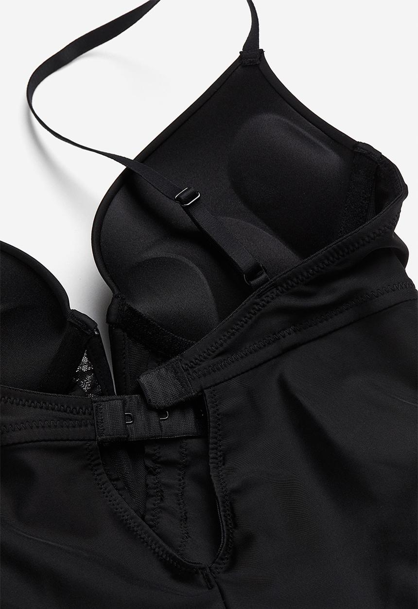 H&M - Light shape super push-up thong body - black