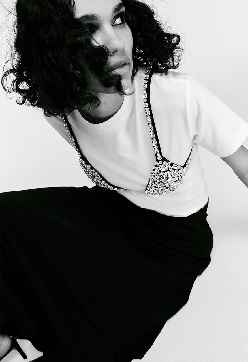 H&M - Long satin skirt - black