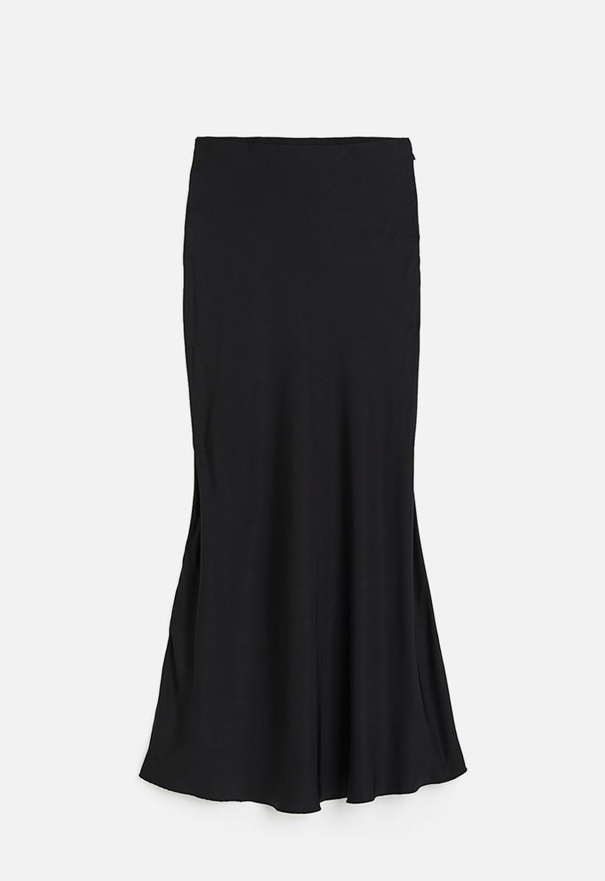 H&M - Long satin skirt - black