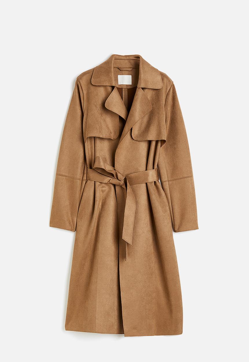 H&M - Imitation suede trenchcoat - brown