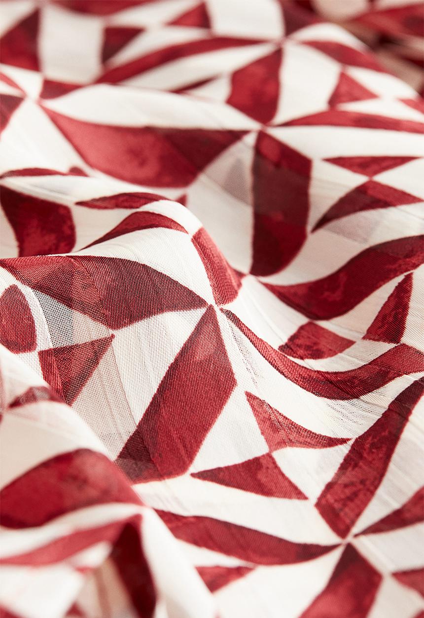 H&M - Frill-trimmed crêpe blouse - dark red patterned