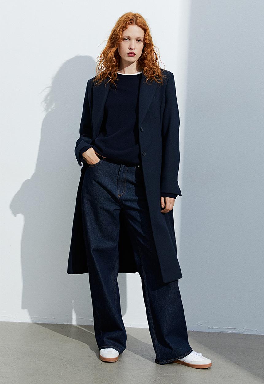 H&M - Single-breasted coat - navy blue