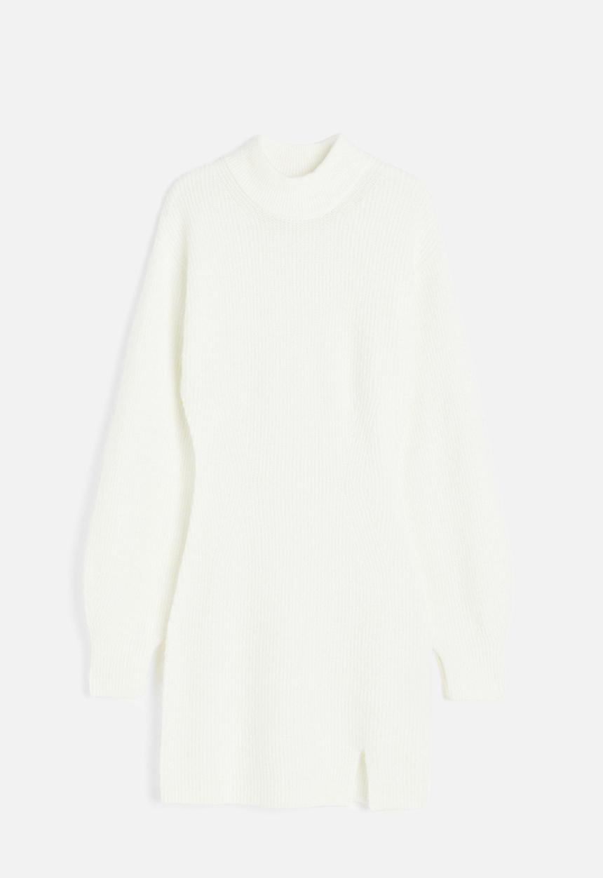 H&M - Knitted turtleneck dress - white