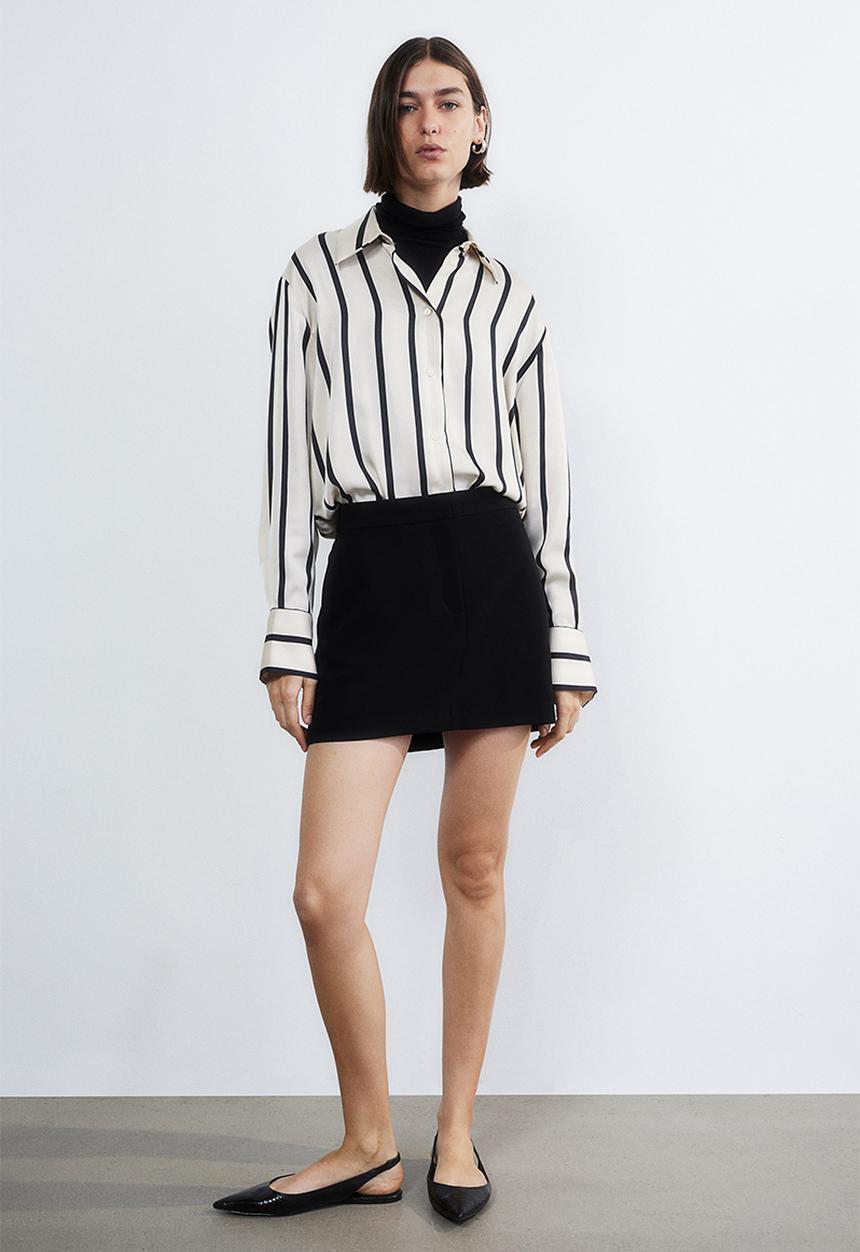 H&M - Satin shirt - cream & striped