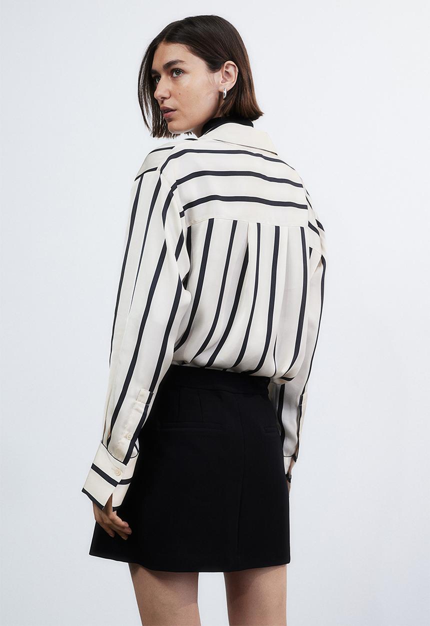 H&M - Satin shirt - cream & striped