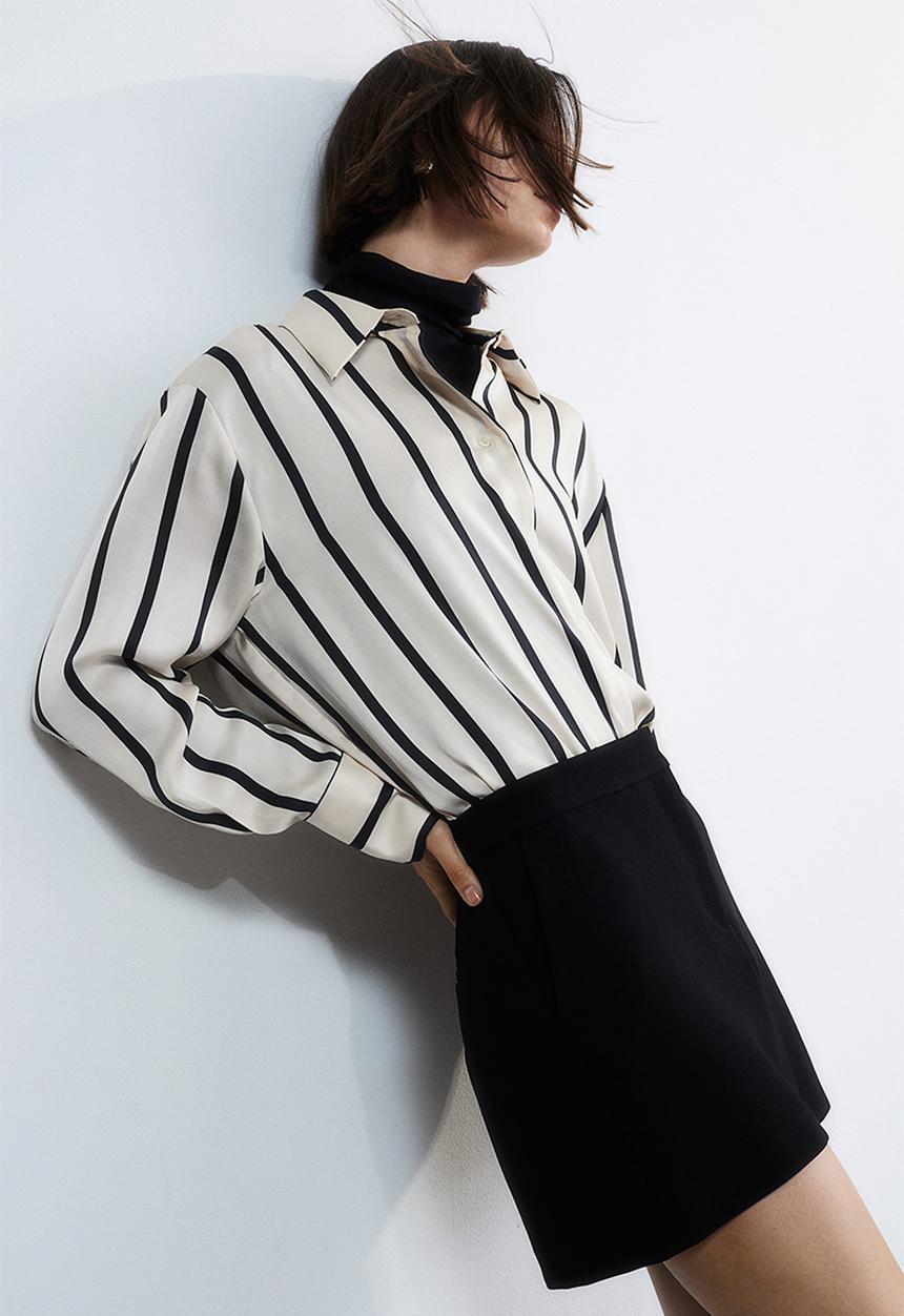 H&M - Satin shirt - cream & striped