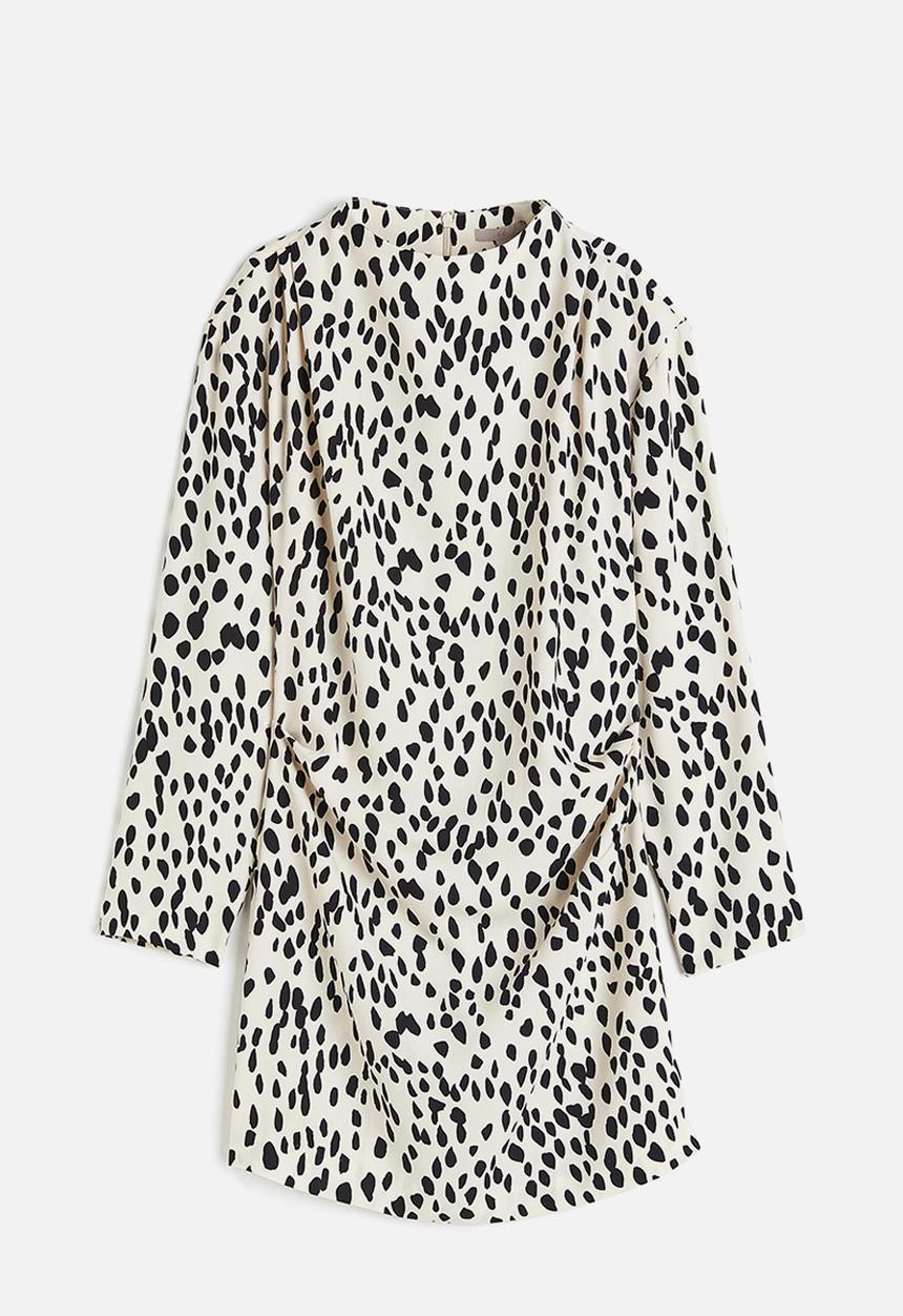 H&M - Draped dress - cream/spotted