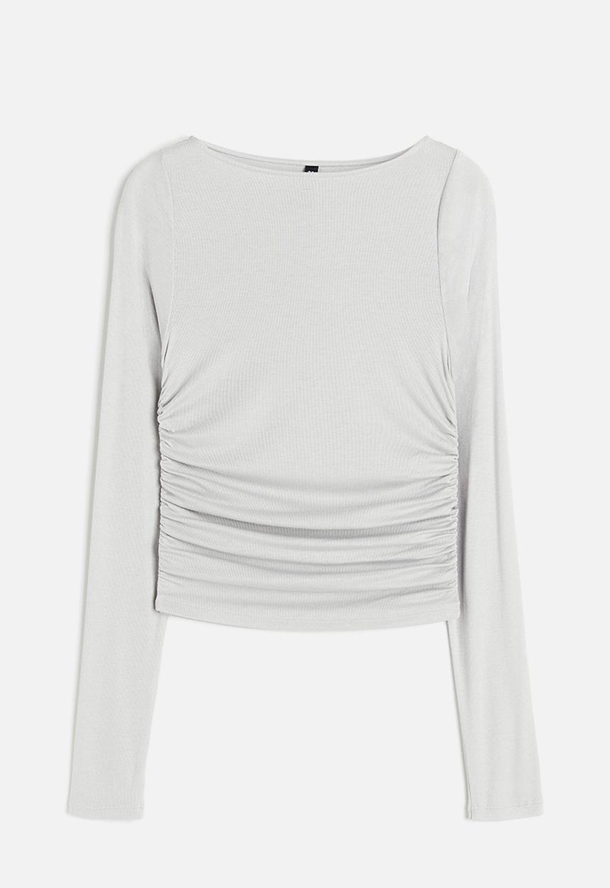 H&M - Gathered jersey top - light grey