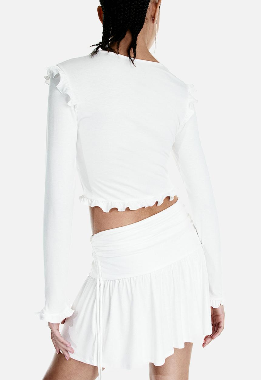 H&M - Drawstring-detail jersey skirt - cream