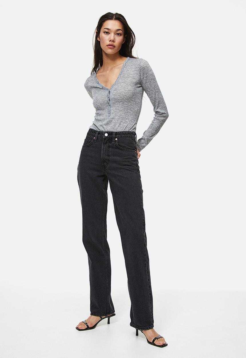 H&M - Ribbed thong body - grey marl