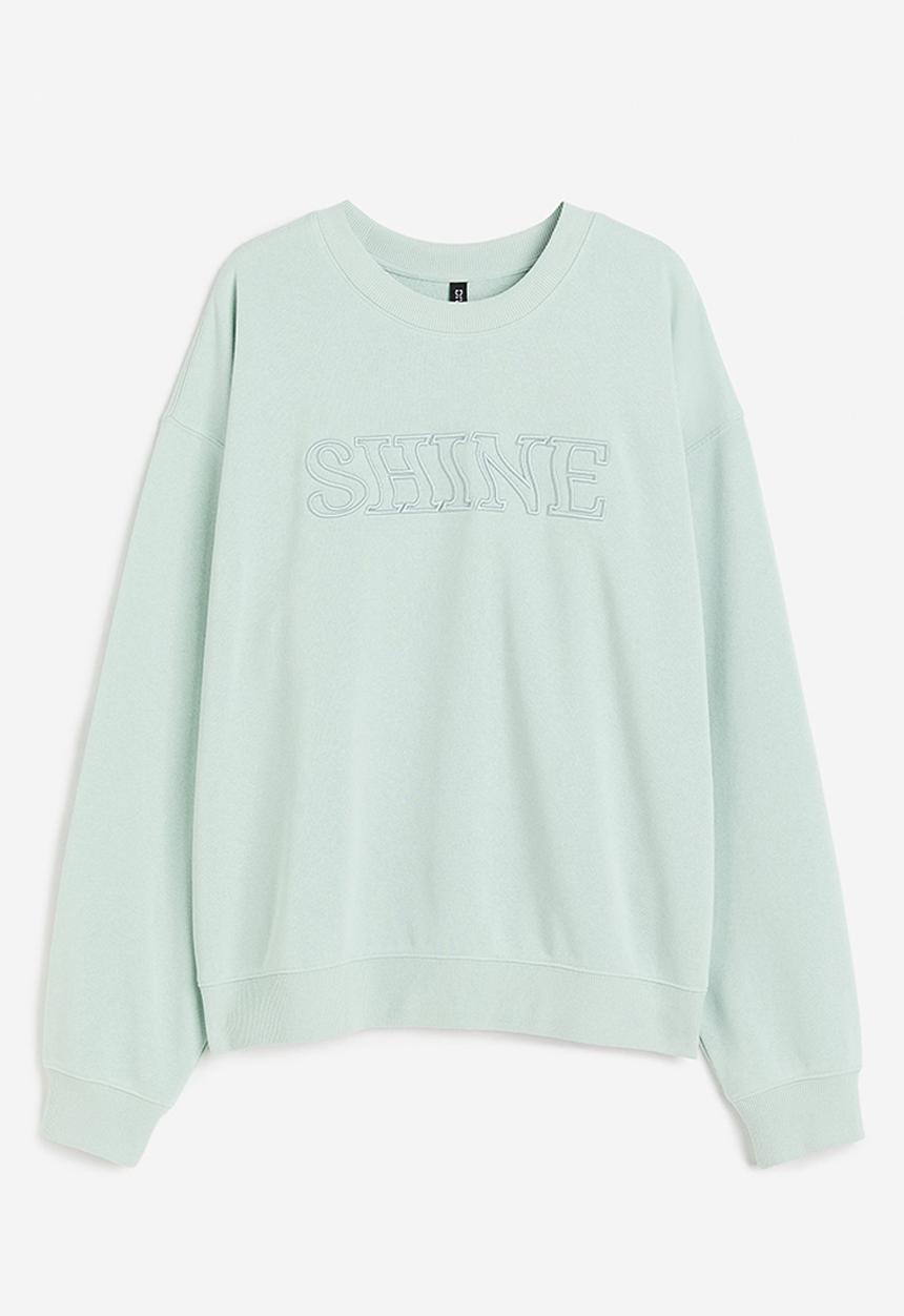 H&M - Embroidered sweatshirt - mint green shine