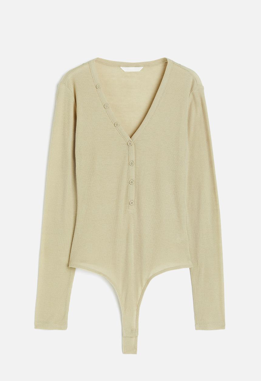 H&M - Ribbed thong body - beige