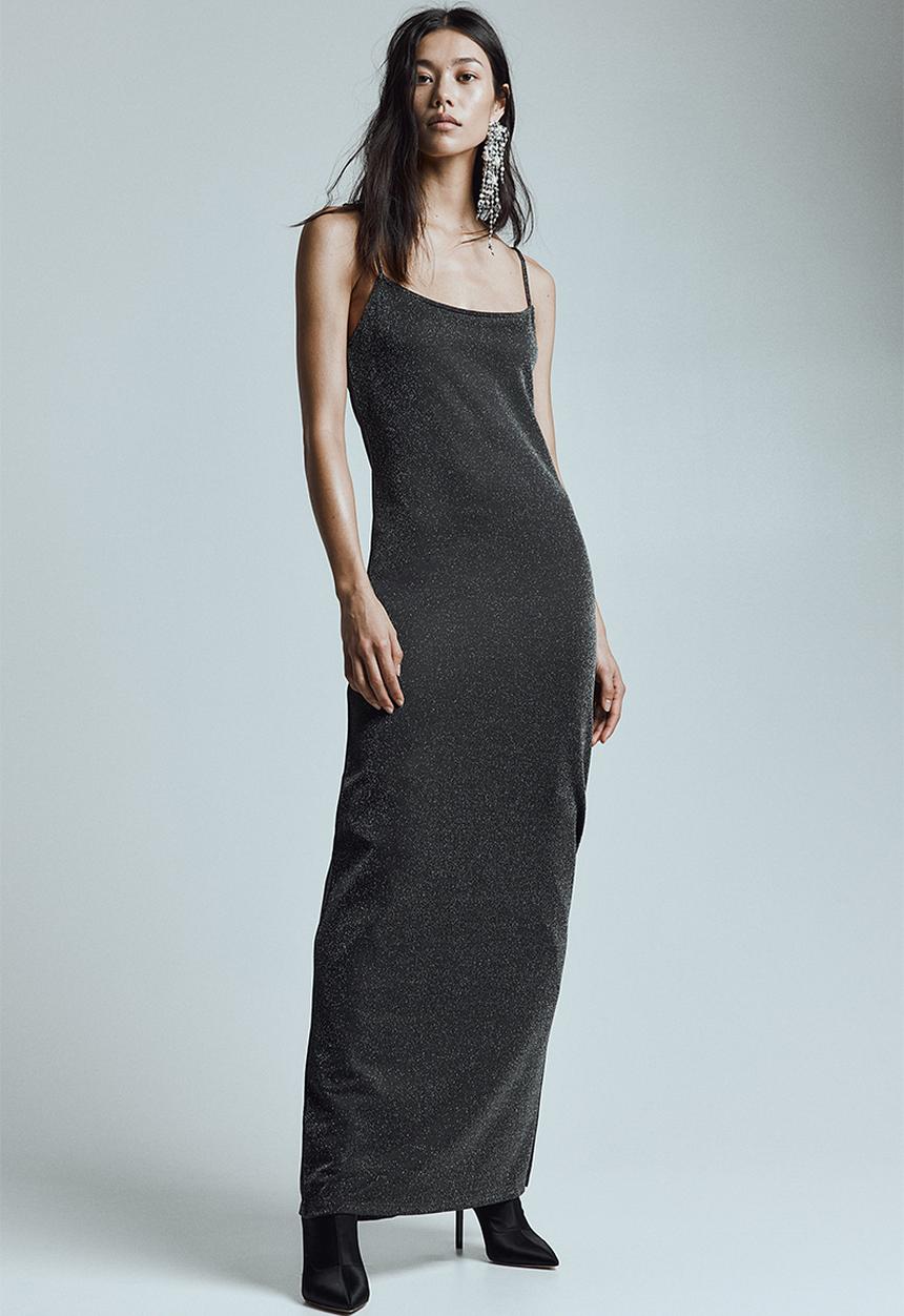 H&M - Shimmering bodycon dress - dark grey & glittery