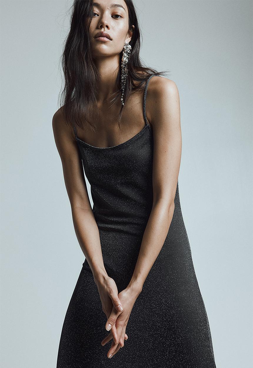 H&M - Shimmering bodycon dress - dark grey & glittery