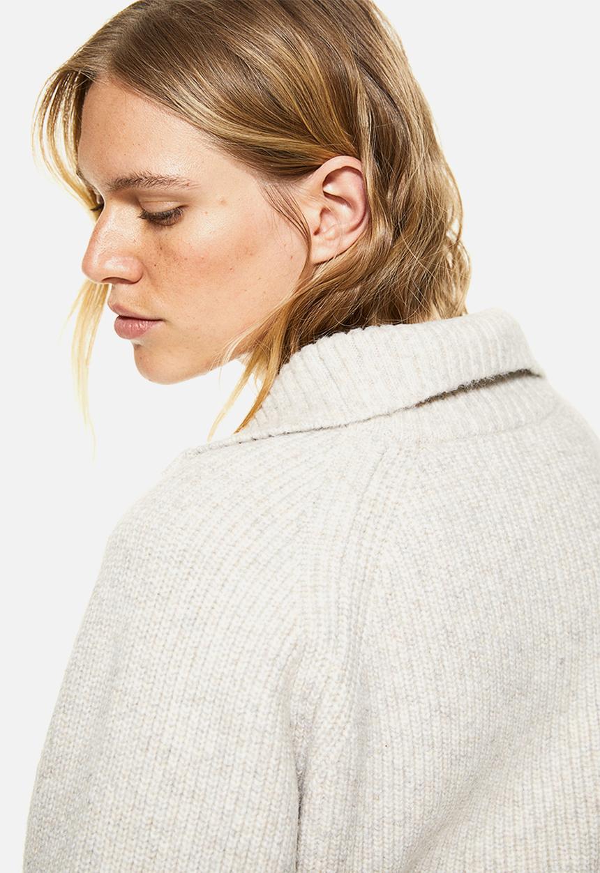 H&M - Zip-top rib-knit jumper - light beige marl