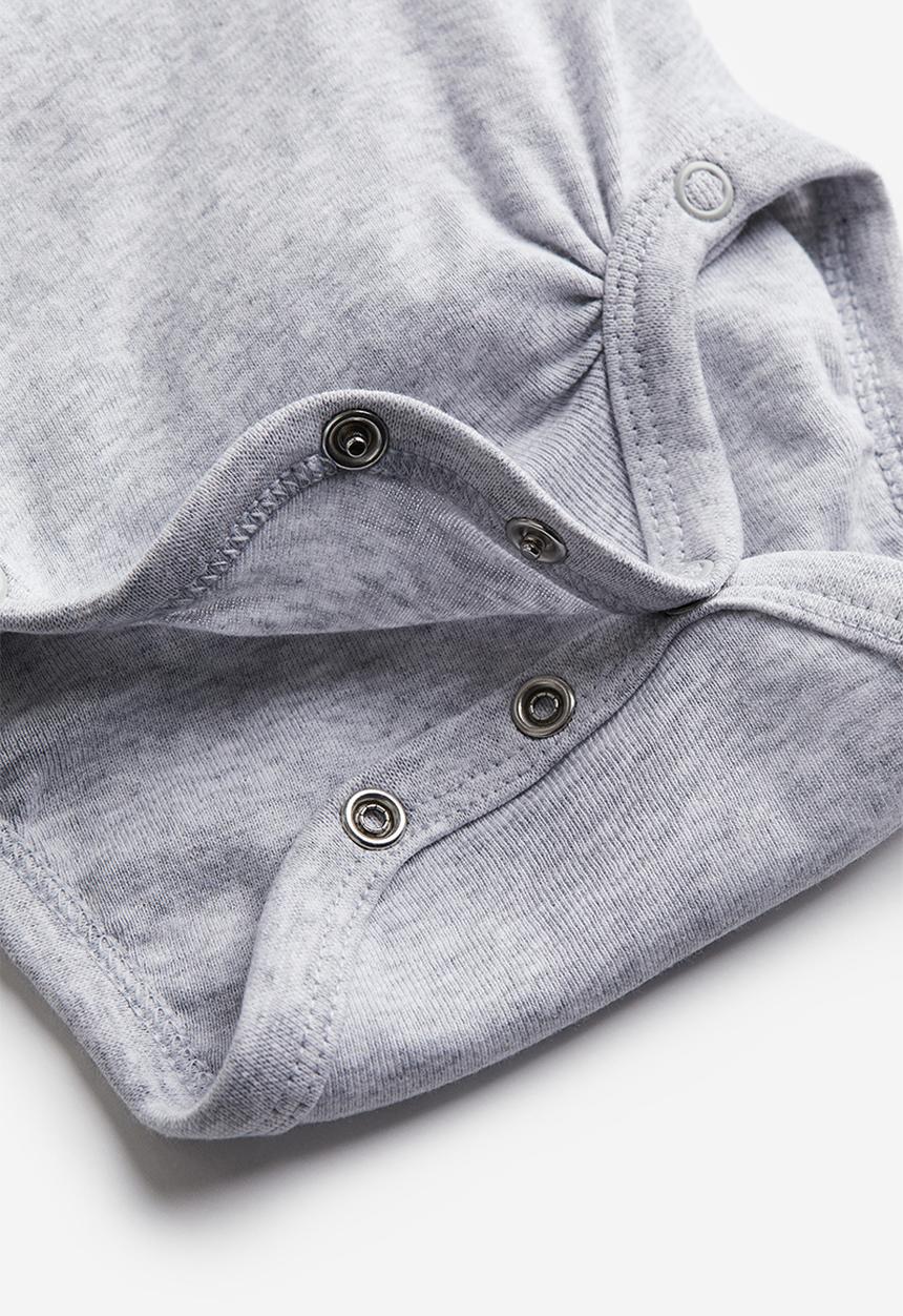 H&M - 5-pack wrapover bodysuits - grey,white